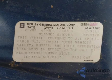 1990 Pontiac Bonneville Le z USA, uszkodzony, nr VIN 1G2HX54C6L1204370